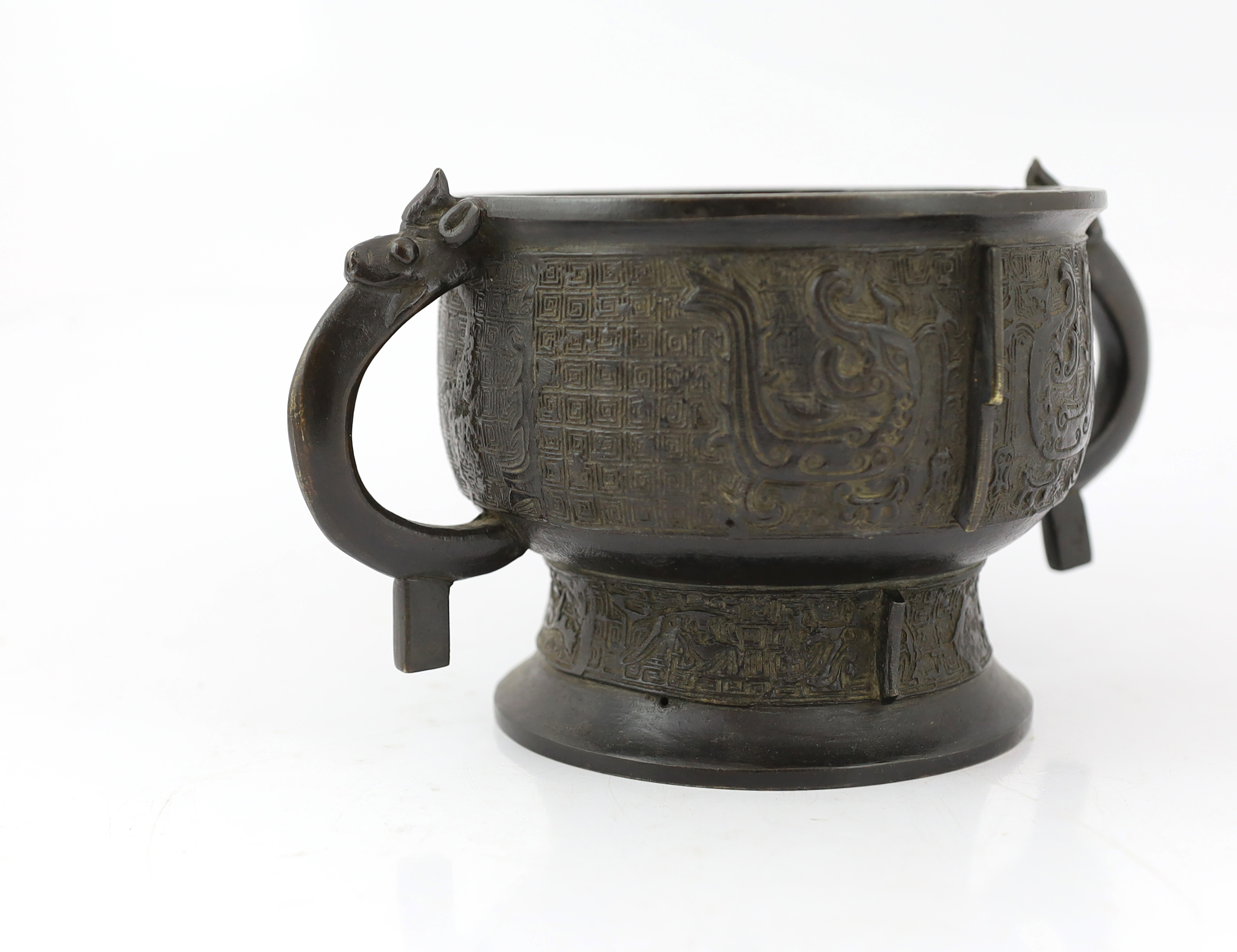 A large Chinese archaistic bronze censer, gui, 17th century